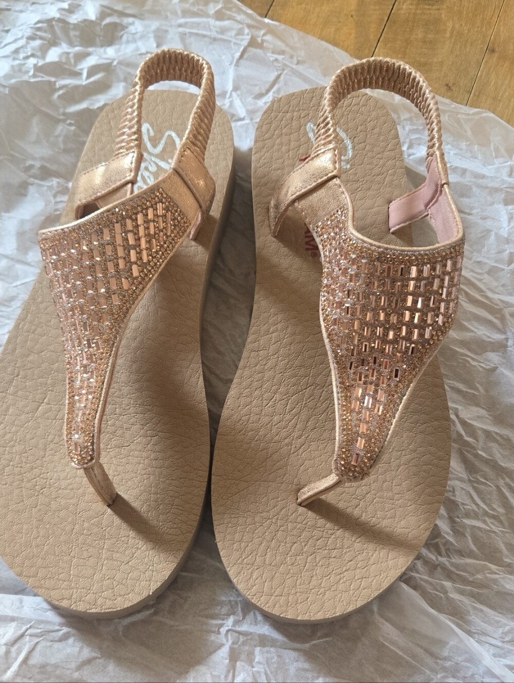 Skechers Yoga Foam Women’s Embellished Slingback Sandals - Rose Gold